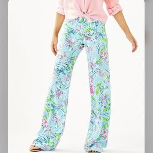 Lilly Pulitzer 33" Bal Harbour Palazzo Pant Bali Blue Sway This Way Size S